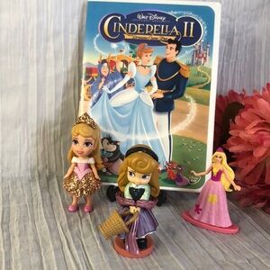 DISNEY CINDERELLA II DVD & plastic action figure toys dolls lot of 3
